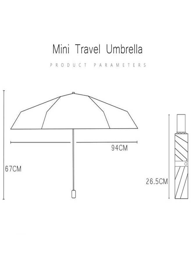 وي3 مظلة سفر محمولة من we3 بتصميم ثلاثي الطي، مقاومة للماء والرياح، مثالية للرجال والنساء (أزرق داكن) - Image 2